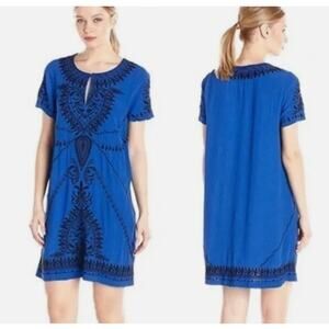 NWT Lucky Brand Beaded Cobalt Blue Shift Dress Size Small